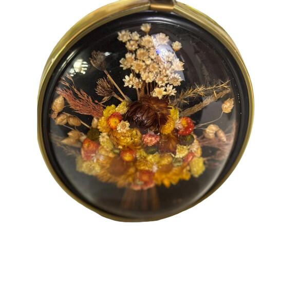 Vintage Cideart Oval Bubble Glass Framed Dried Flowers - Picture 5 of 14